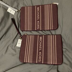 nwt michael kors jet set clutch set